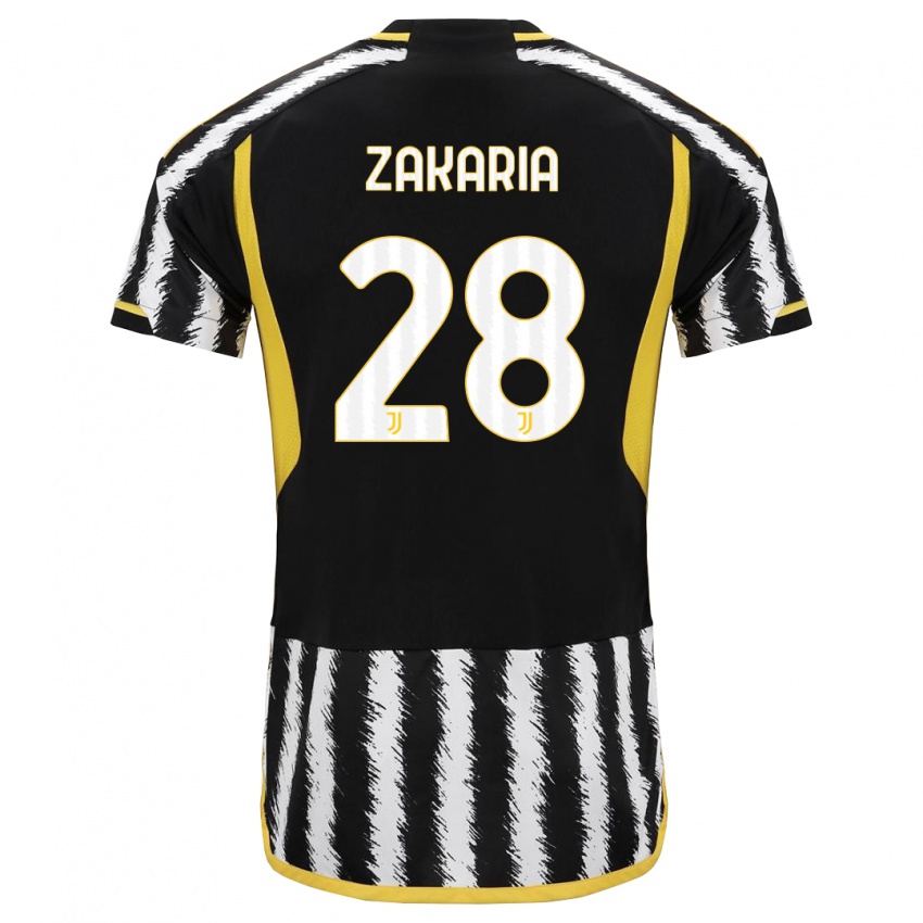 Kinderen Denis Zakaria #28 Zwart Wit Thuisshirt Thuistenue 2023/24 T-Shirt België