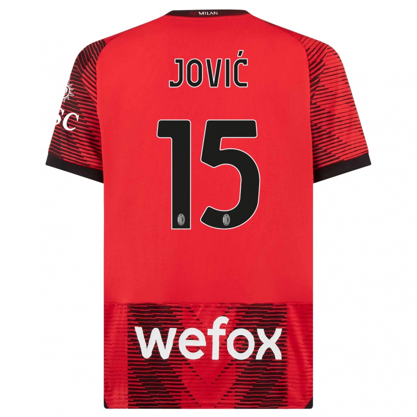 Kinderen Luka Jovic #15 Rood Zwart Thuisshirt Thuistenue 2023/24 T-Shirt België