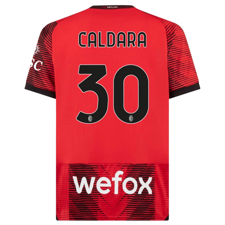 Kinderen Mattia Caldara #30 Rood Zwart Thuisshirt Thuistenue 2023/24 T-Shirt België