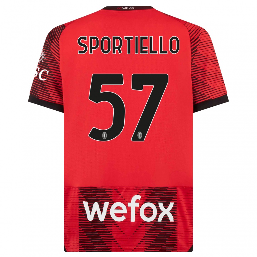 Kinderen Marco Sportiello #57 Rood Zwart Thuisshirt Thuistenue 2023/24 T-Shirt België