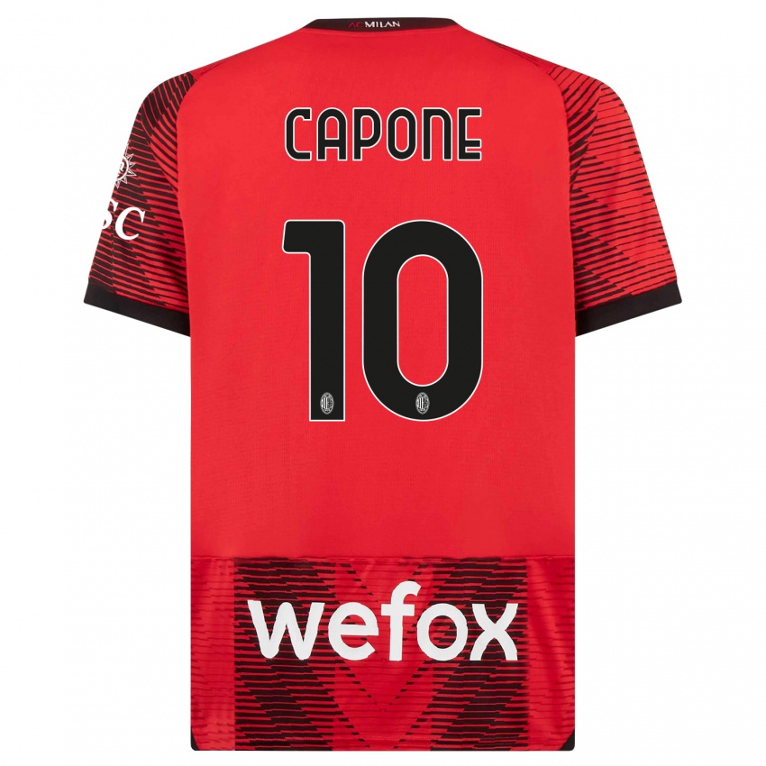 Kinderen Andrea Capone #10 Rood Zwart Thuisshirt Thuistenue 2023/24 T-Shirt België
