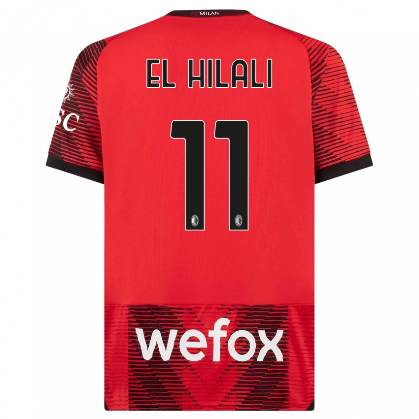 Kinderen Youns El Hilali #11 Rood Zwart Thuisshirt Thuistenue 2023/24 T-Shirt België
