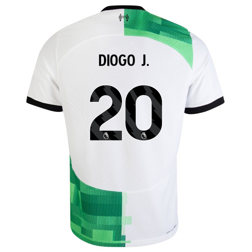 Enfant Maillot Diogo Jota #20 Blanc Vert Tenues Extérieur 2023/24 T-Shirt Belgique