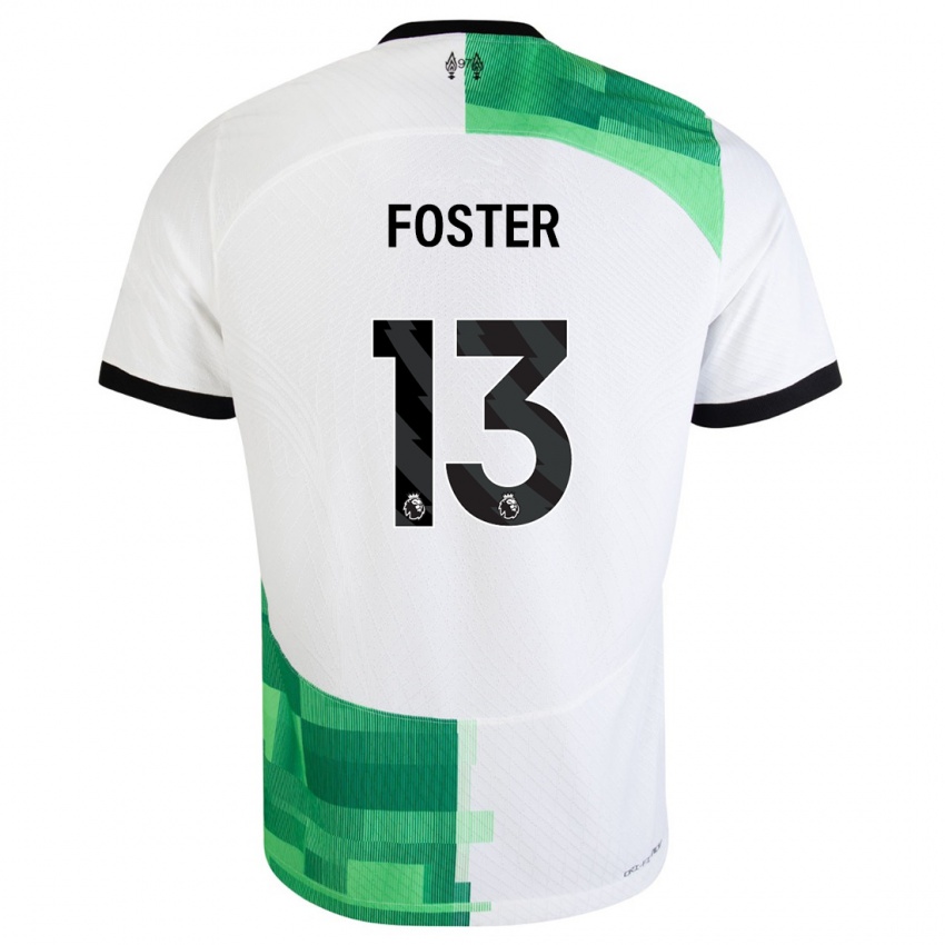 Enfant Maillot Rylee Foster #13 Blanc Vert Tenues Extérieur 2023/24 T-Shirt Belgique