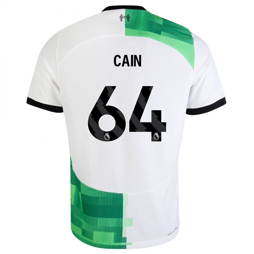 Enfant Maillot Jake Cain #64 Blanc Vert Tenues Extérieur 2023/24 T-Shirt Belgique
