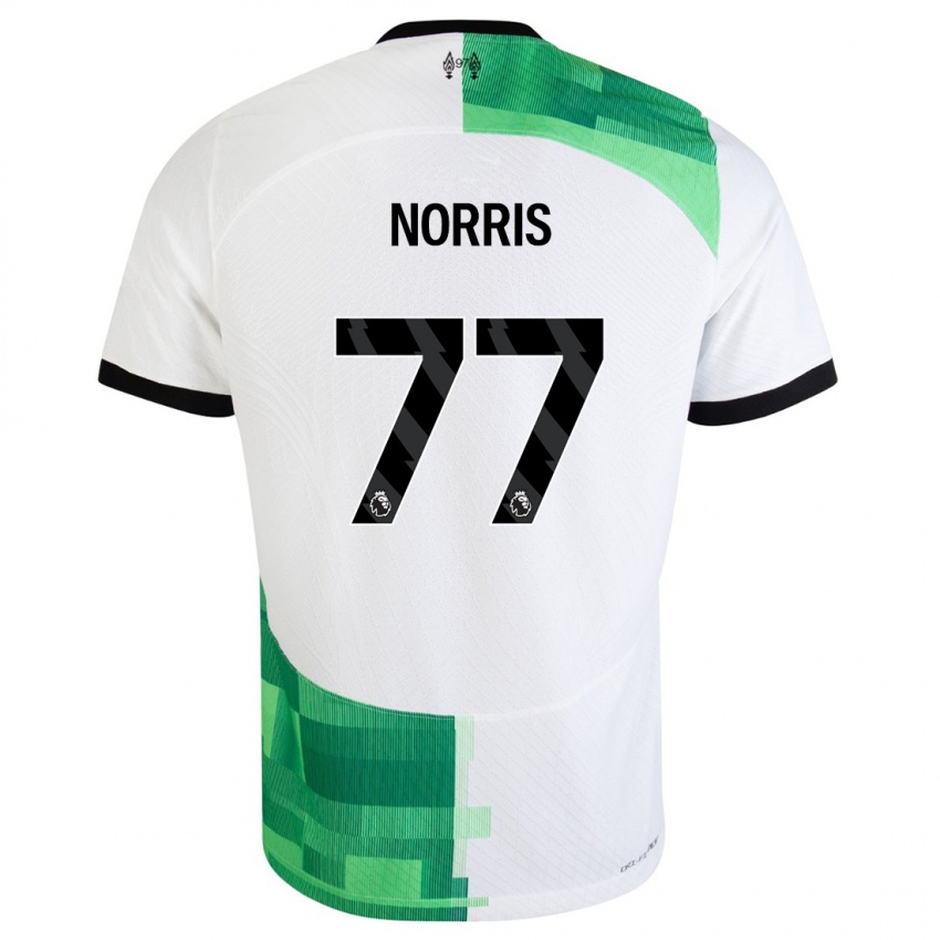 Enfant Maillot James Norris #77 Blanc Vert Tenues Extérieur 2023/24 T-Shirt Belgique
