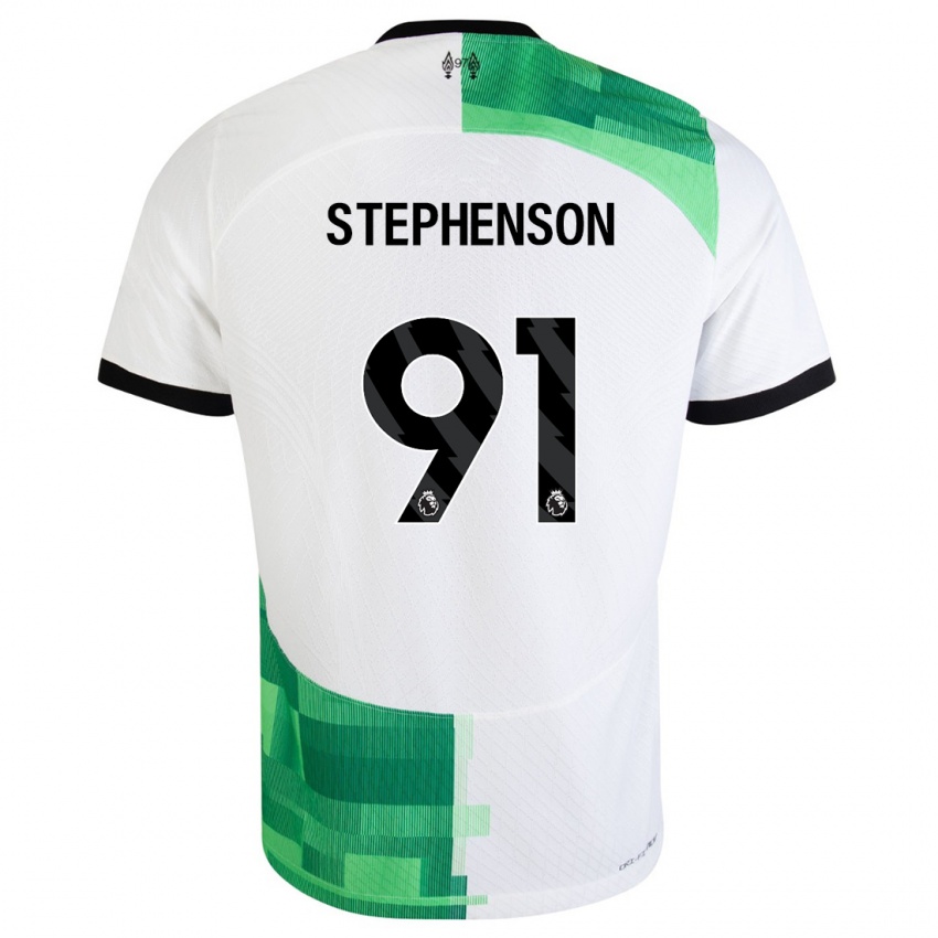 Kinderen Luca Stephenson #91 Wit Groen Uitshirt Uittenue 2023/24 T-Shirt België