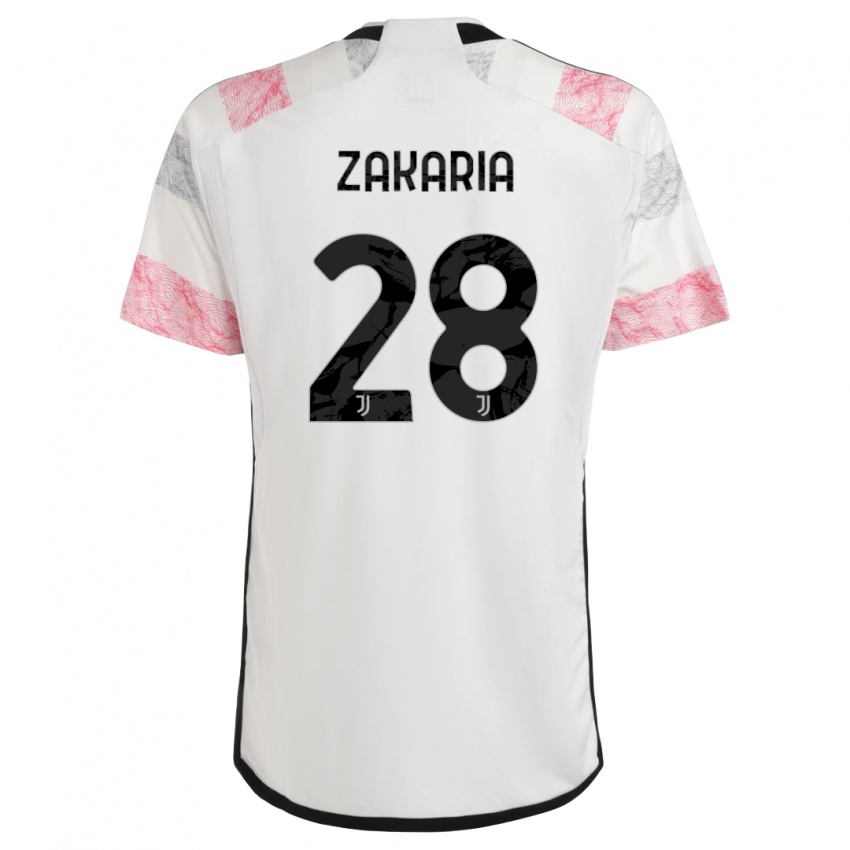 Kinderen Denis Zakaria #28 Wit Roze Uitshirt Uittenue 2023/24 T-Shirt België