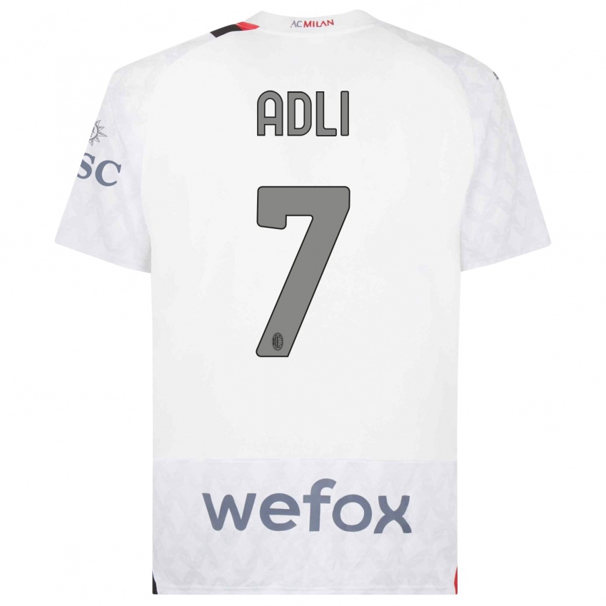 Kinderen Yacine Adli #7 Wit Uitshirt Uittenue 2023/24 T-Shirt België