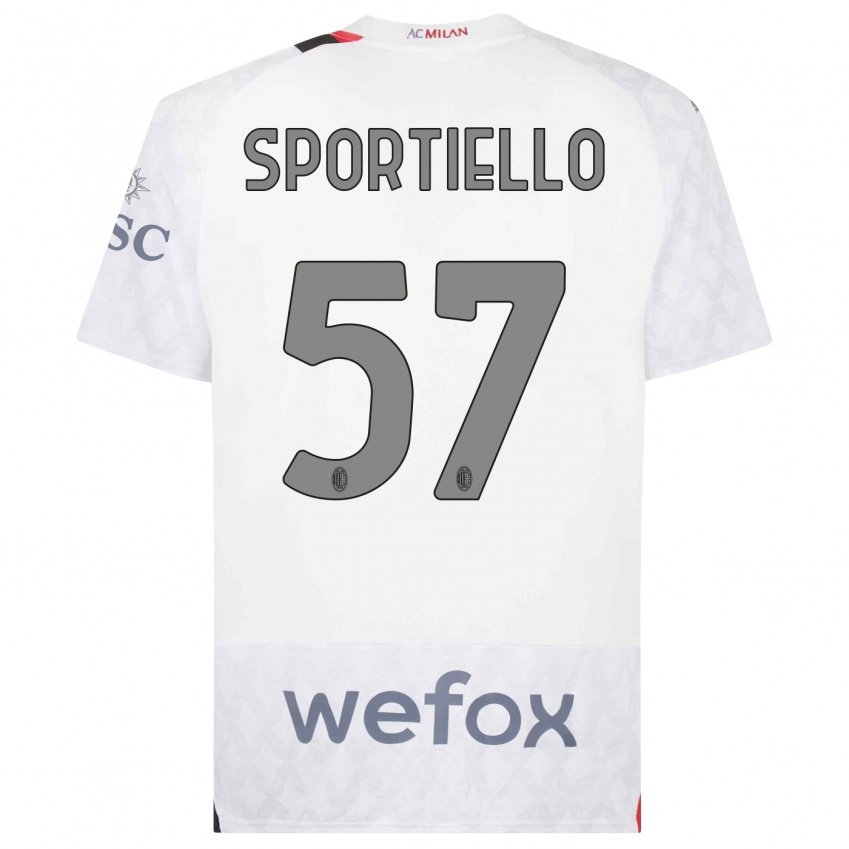 Kinderen Marco Sportiello #57 Wit Uitshirt Uittenue 2023/24 T-Shirt België