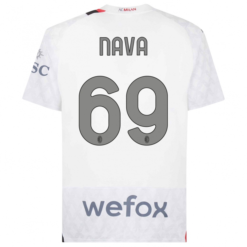 Kinderen Lapo Nava #69 Wit Uitshirt Uittenue 2023/24 T-Shirt België