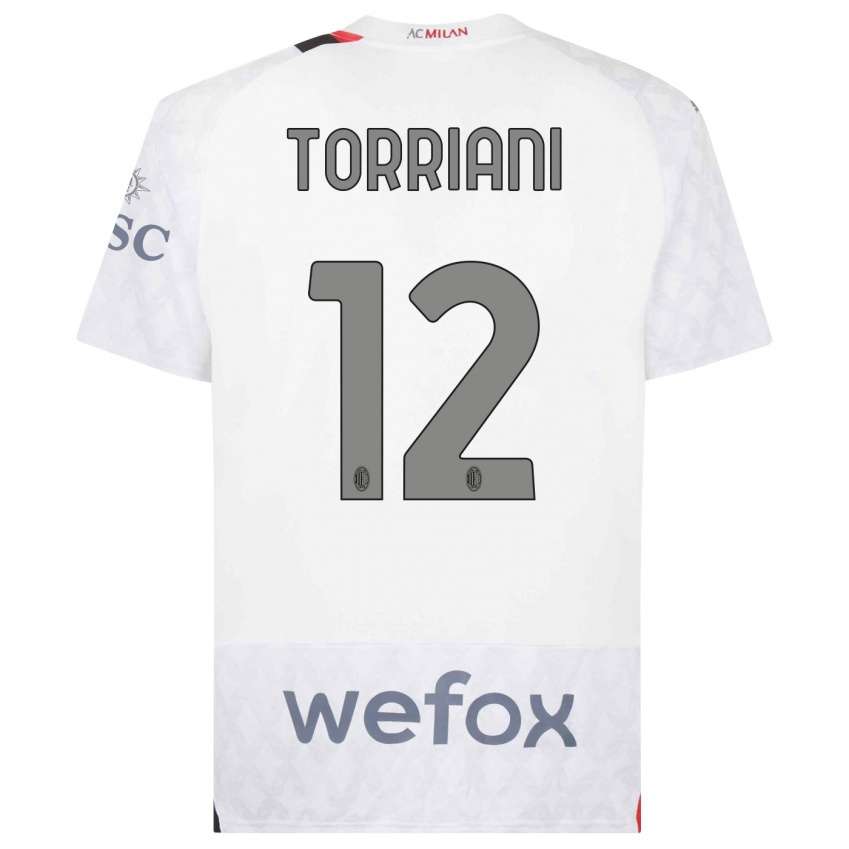 Kinderen Lorenzo Torriani #12 Wit Uitshirt Uittenue 2023/24 T-Shirt België