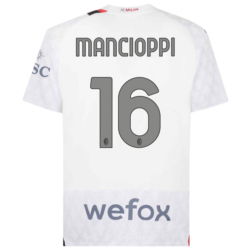 Kinderen Tommaso Mancioppi #16 Wit Uitshirt Uittenue 2023/24 T-Shirt België