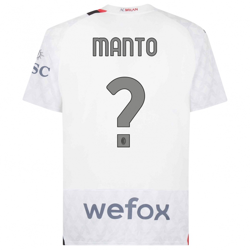 Kinderen Gaetano Manto #0 Wit Uitshirt Uittenue 2023/24 T-Shirt België