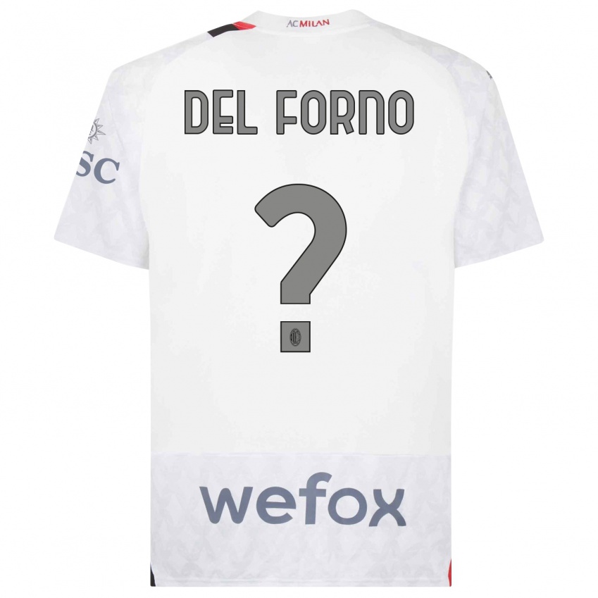 Kinderen Luca Del Forno #0 Wit Uitshirt Uittenue 2023/24 T-Shirt België