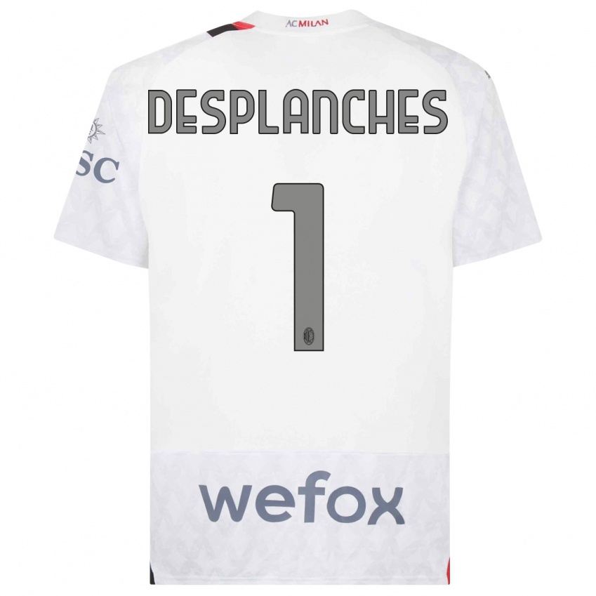 Kinderen Sebastiano Desplanches #1 Wit Uitshirt Uittenue 2023/24 T-Shirt België
