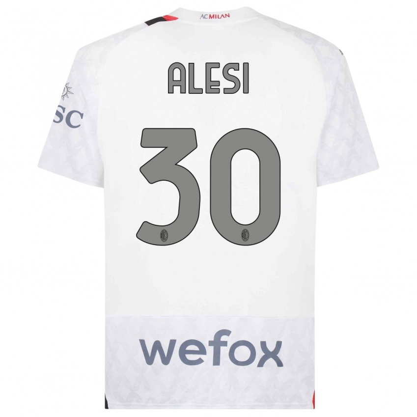 Kinderen Gabriele Alesi #30 Wit Uitshirt Uittenue 2023/24 T-Shirt België
