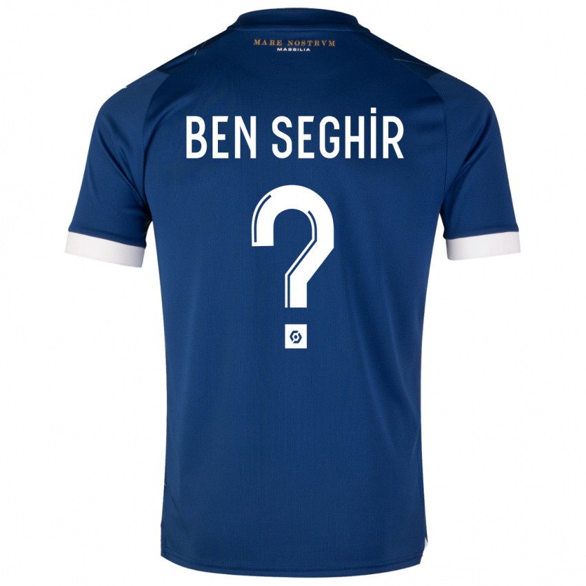 Enfant Maillot Salim Ben Seghir #0 Bleu Foncé Tenues Extérieur 2023/24 T-Shirt Belgique