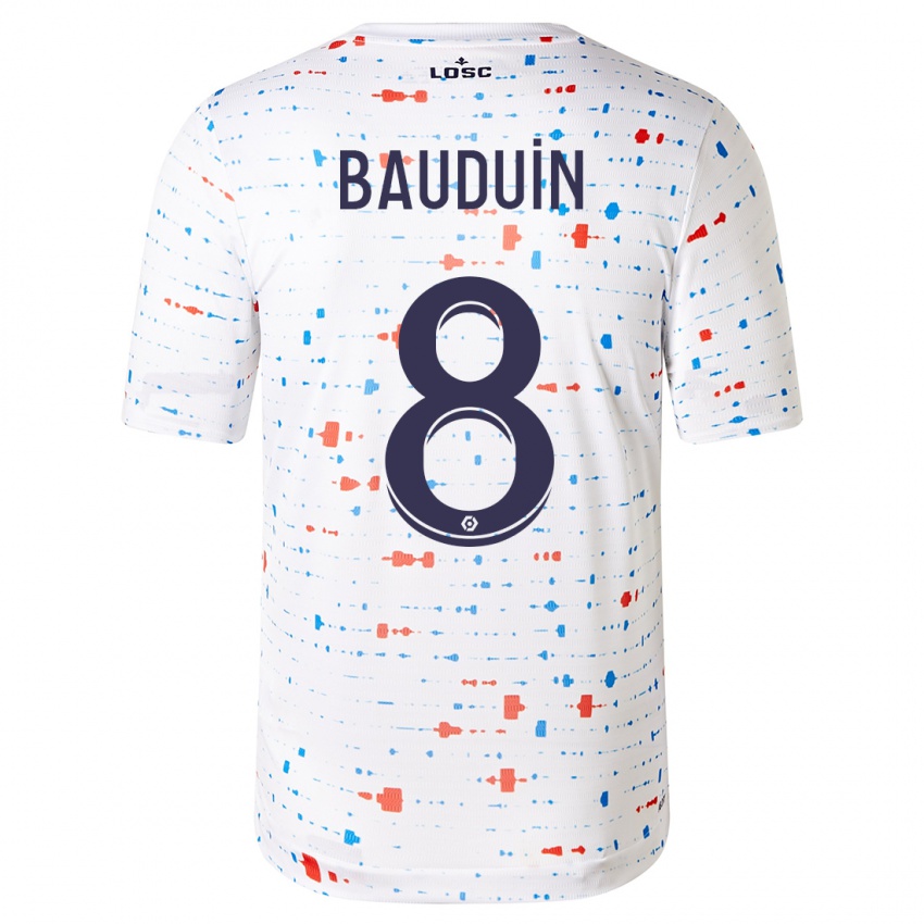 Kinderen Justine Bauduin #8 Wit Uitshirt Uittenue 2023/24 T-Shirt België