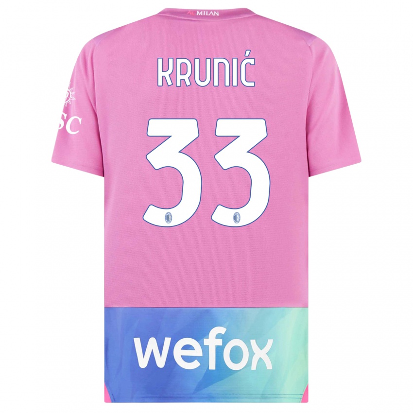 Kinderen Rade Krunic #33 Roze Paars Thuisshirt Derde Tenue 2023/24 T-Shirt België