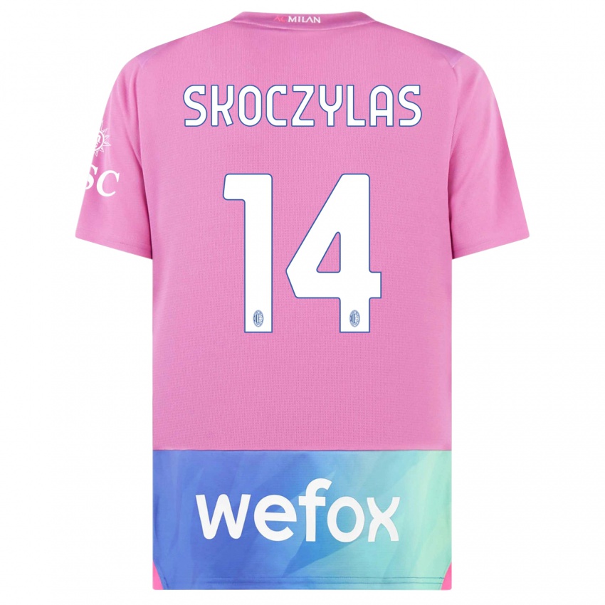 Kinderen Mateusz Skoczylas #14 Roze Paars Thuisshirt Derde Tenue 2023/24 T-Shirt België