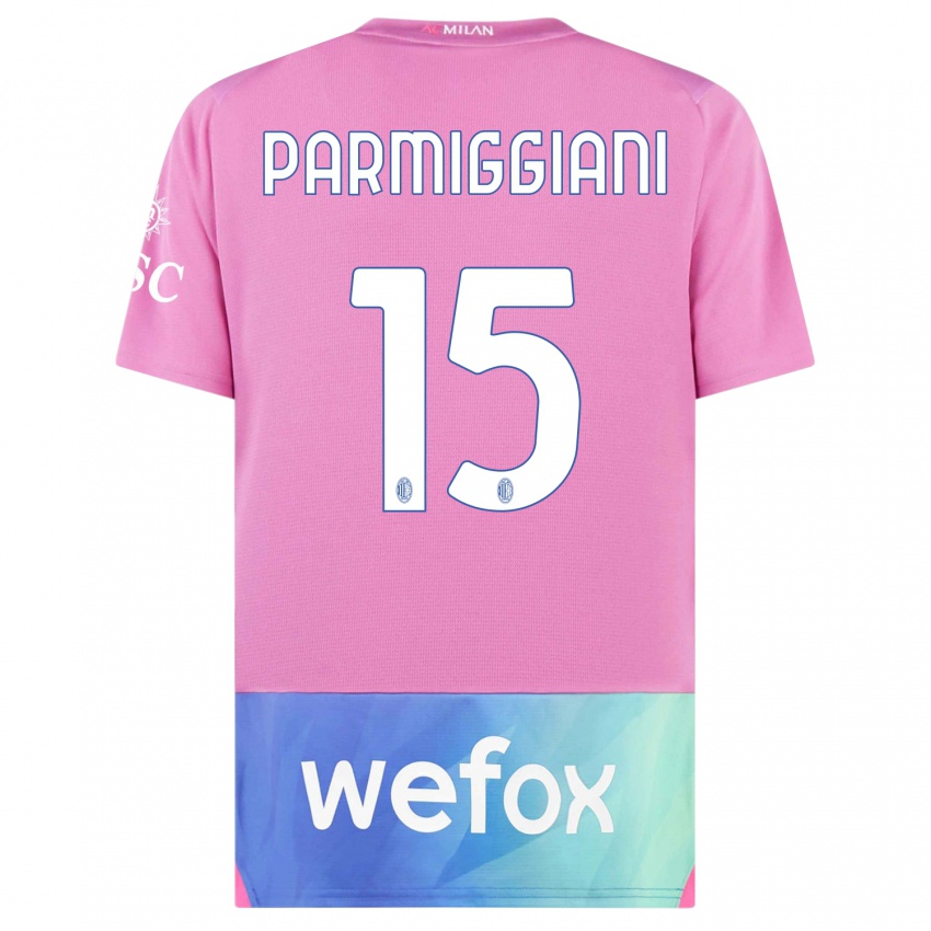 Kinderen Pietro Parmiggiani #15 Roze Paars Thuisshirt Derde Tenue 2023/24 T-Shirt België