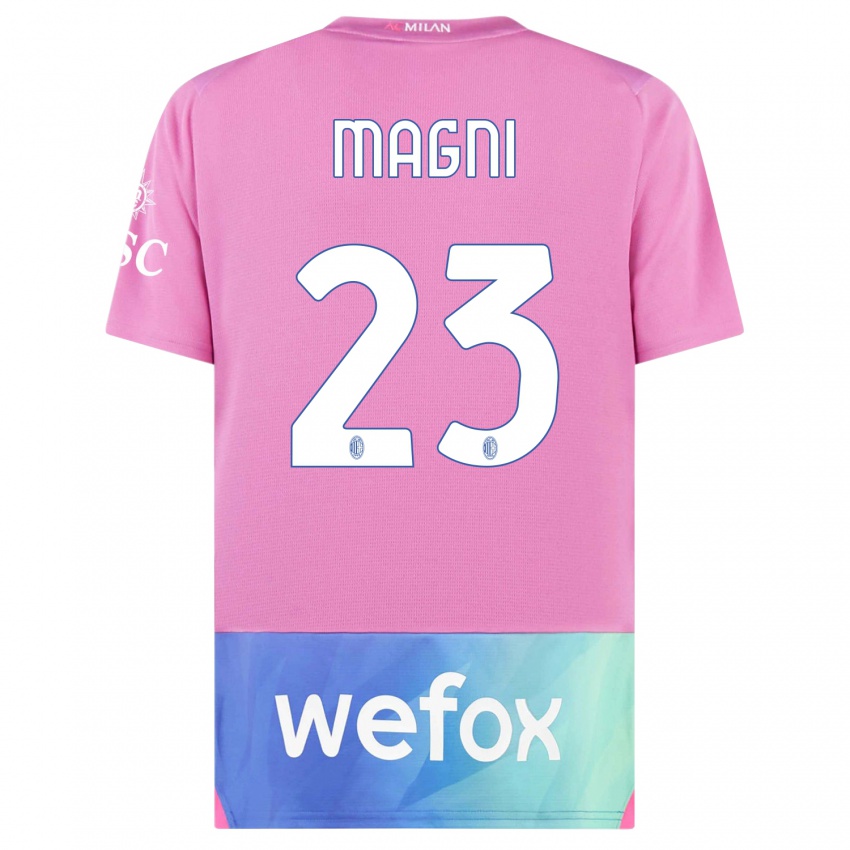 Kinderen Vittorio Magni #23 Roze Paars Thuisshirt Derde Tenue 2023/24 T-Shirt België