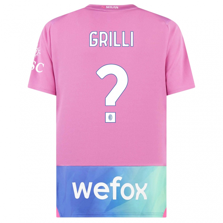 Kinderen Lorenzo Grilli #0 Roze Paars Thuisshirt Derde Tenue 2023/24 T-Shirt België
