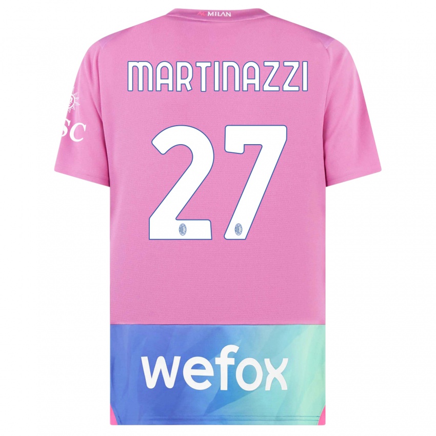 Kinderen Luca Martinazzi #27 Roze Paars Thuisshirt Derde Tenue 2023/24 T-Shirt België