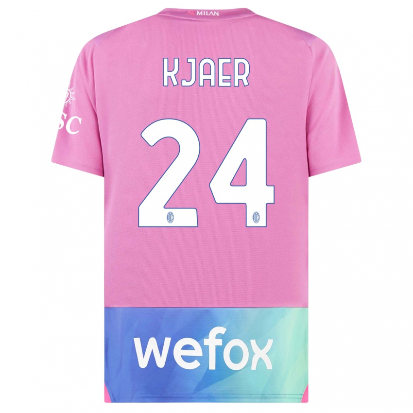 Kinderen Simon Kaer #24 Roze Paars Thuisshirt Derde Tenue 2023/24 T-Shirt België