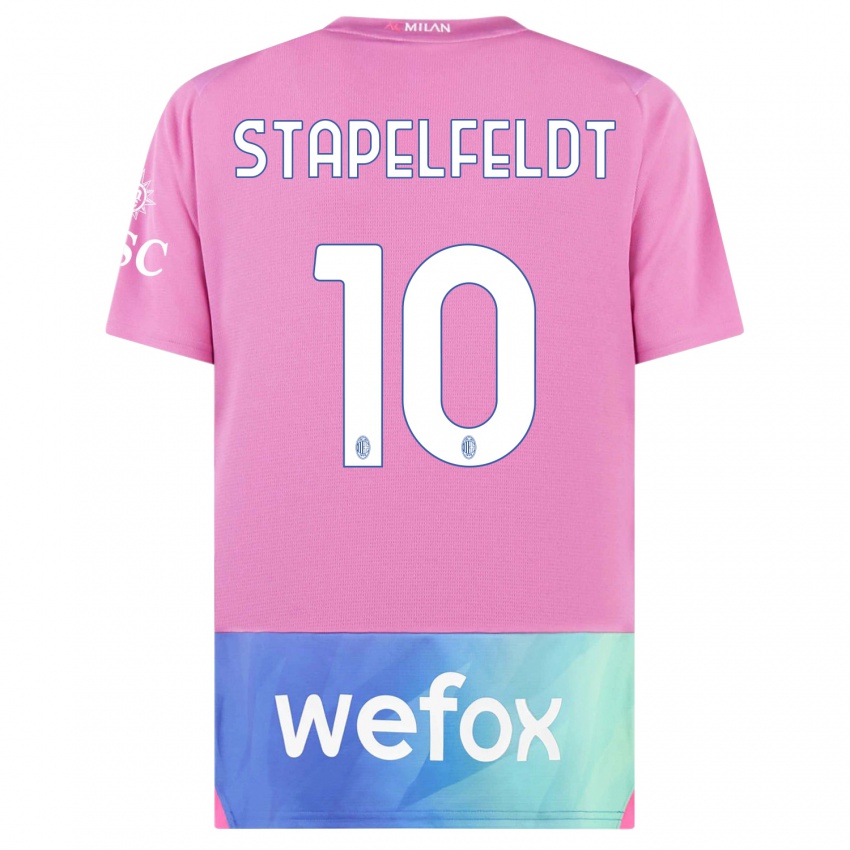 Kinderen Nina Stapelfeldt #10 Roze Paars Thuisshirt Derde Tenue 2023/24 T-Shirt België