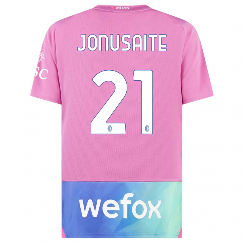Kinderen Rimante Jonusaite #21 Roze Paars Thuisshirt Derde Tenue 2023/24 T-Shirt België