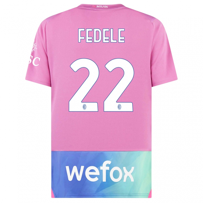 Kinderen Noemi Fedele #22 Roze Paars Thuisshirt Derde Tenue 2023/24 T-Shirt België