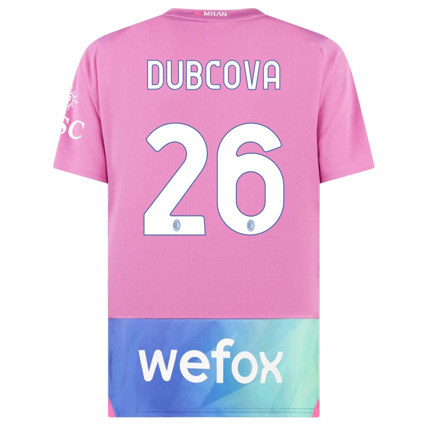 Kinderen Michaela Dubcova #26 Roze Paars Thuisshirt Derde Tenue 2023/24 T-Shirt België