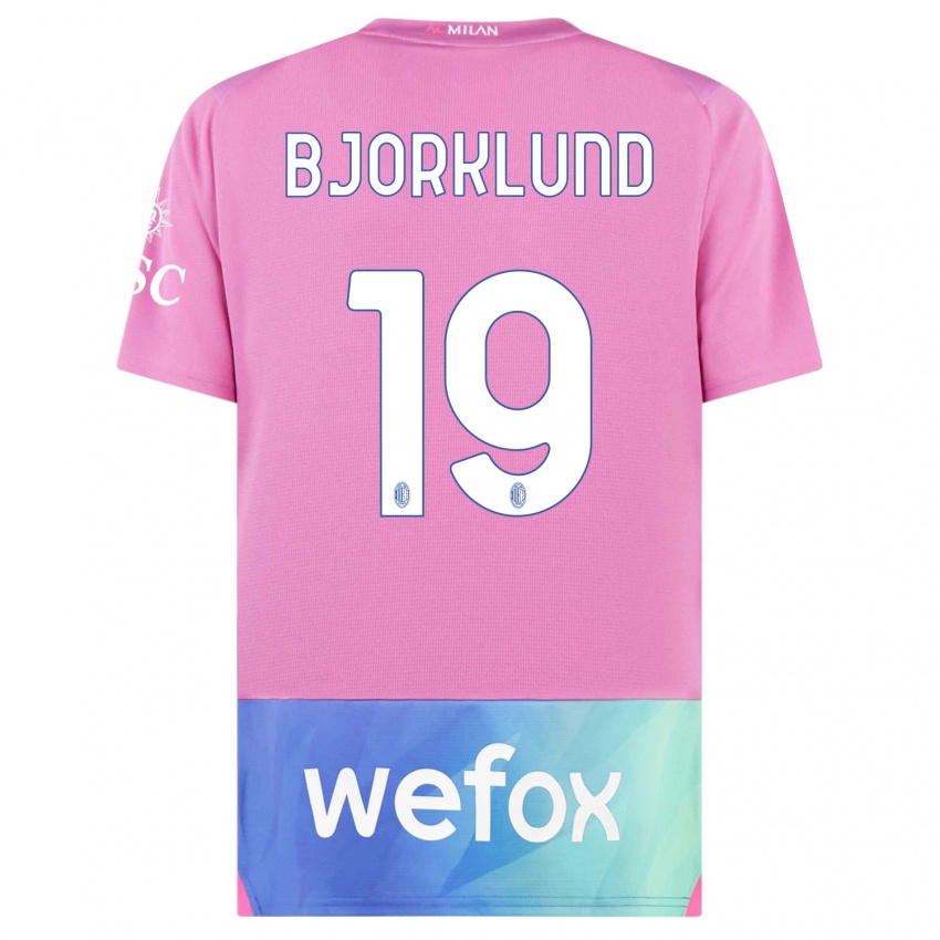 Kinderen Lukas Bjorklund #19 Roze Paars Thuisshirt Derde Tenue 2023/24 T-Shirt België