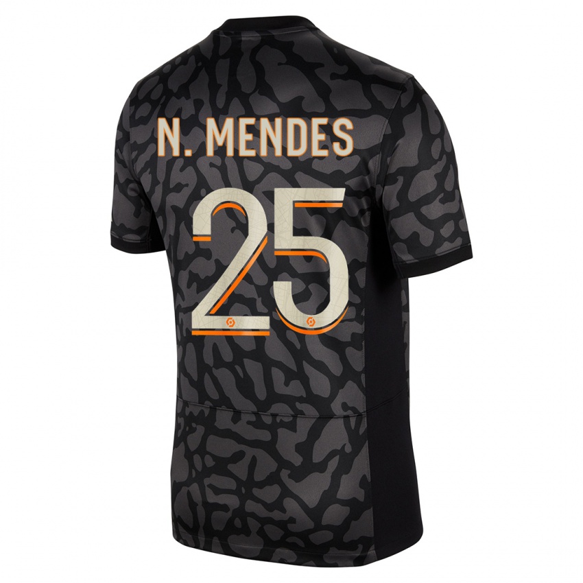 Kinderen Nuno Mendes #25 Zwart Thuisshirt Derde Tenue 2023/24 T-Shirt België