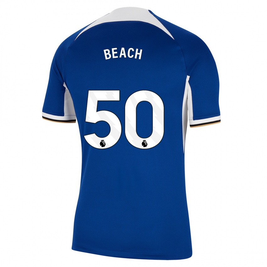 Homme Maillot Eddie Beach #50 Bleu Tenues Domicile 2023/24 T-Shirt Belgique