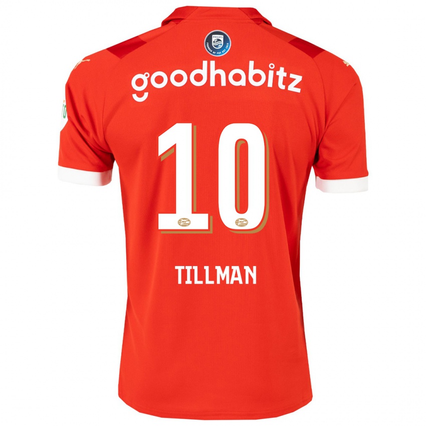 Homme Maillot Malik Tillman #10 Rouge Tenues Domicile 2023/24 T-Shirt Belgique