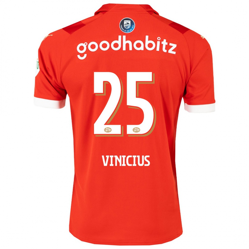 Homme Maillot Carlos Vinicius #25 Rouge Tenues Domicile 2023/24 T-Shirt Belgique