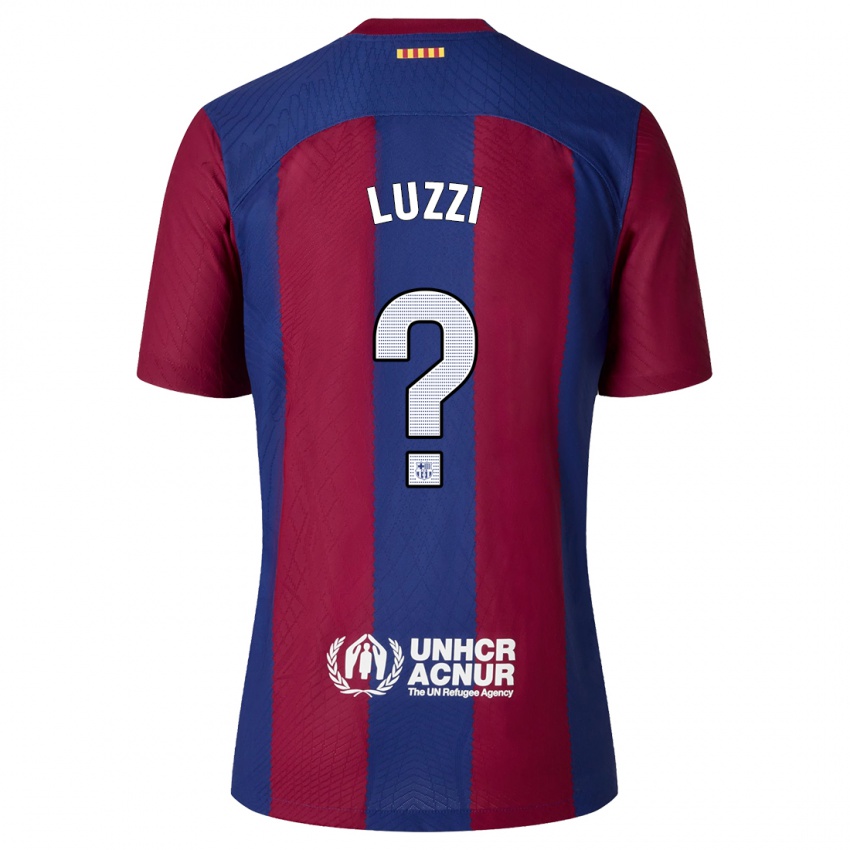 Homme Maillot Fabian Luzzi #0 Rouge Bleu Tenues Domicile 2023/24 T-Shirt Belgique