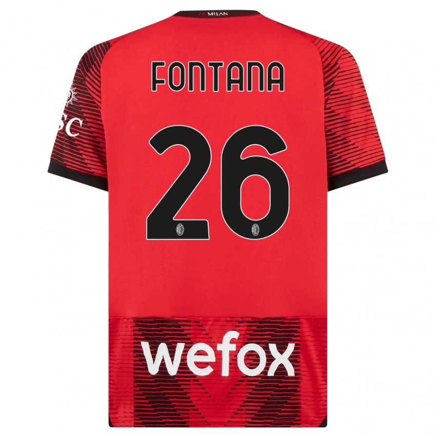 Heren Francesco Fontana #26 Rood Zwart Thuisshirt Thuistenue 2023/24 T-Shirt België