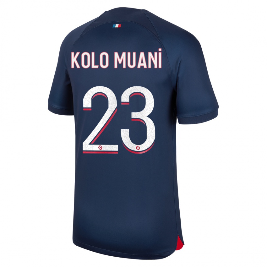 Heren Randal Kolo Muani #23 Blauw Rood Thuisshirt Thuistenue 2023/24 T-Shirt België