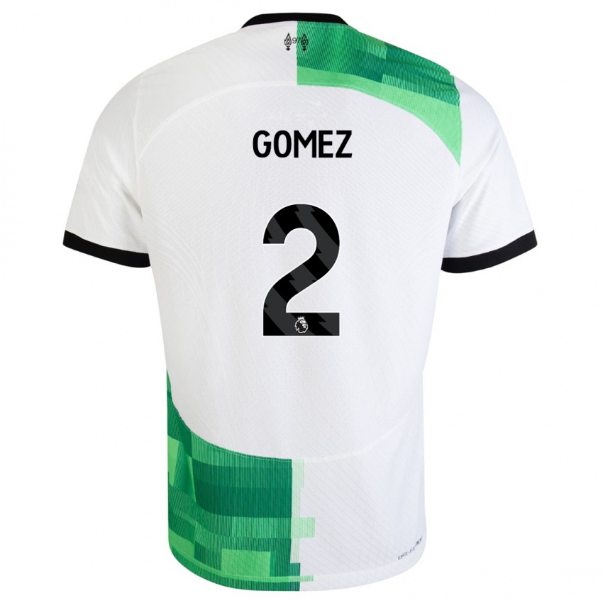 Homme Maillot Joe Gomez #2 Blanc Vert Tenues Extérieur 2023/24 T-Shirt Belgique