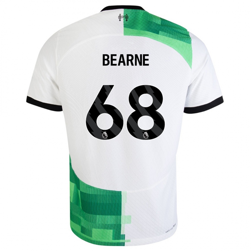 Homme Maillot Jack Bearne #68 Blanc Vert Tenues Extérieur 2023/24 T-Shirt Belgique