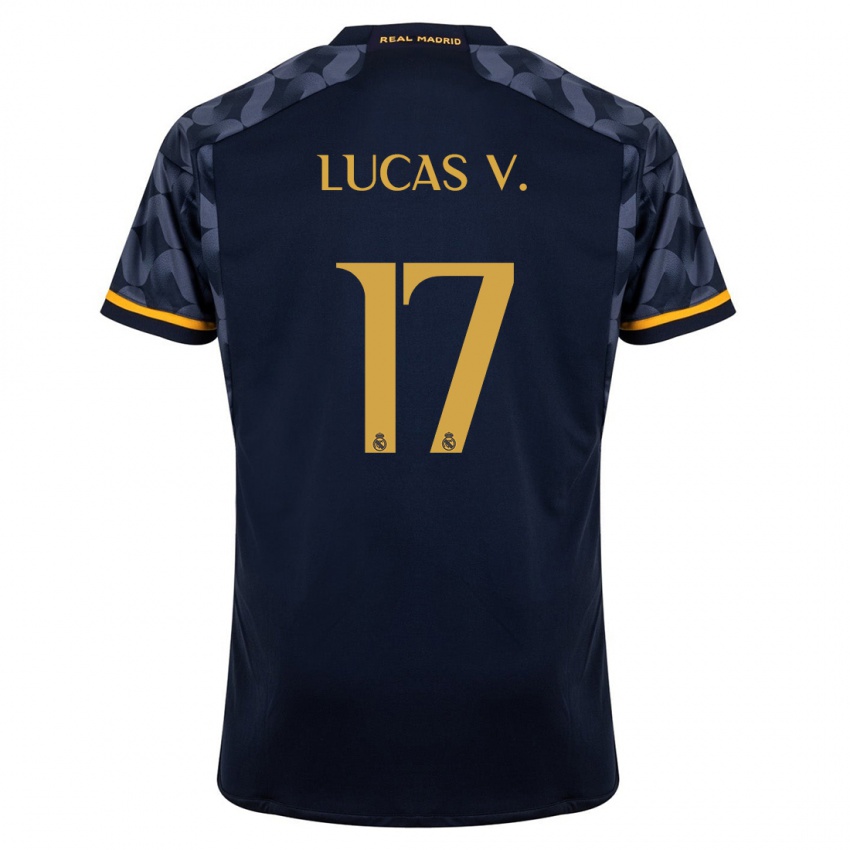 Homme Maillot Lucas Vazquez #17 Bleu Foncé Tenues Extérieur 2023/24 T-Shirt Belgique
