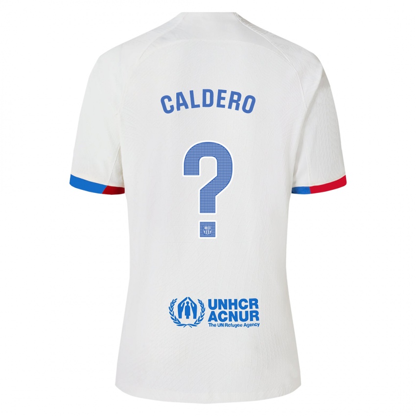 Homme Maillot Nil Caldero #0 Blanc Tenues Extérieur 2023/24 T-Shirt Belgique