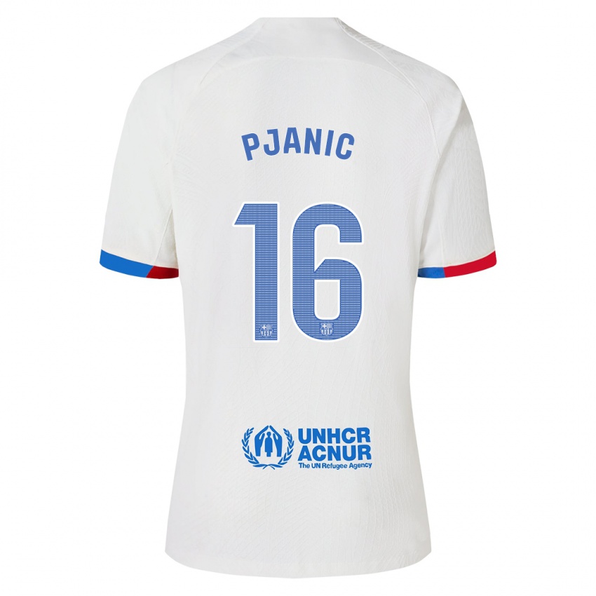Homme Maillot Miralem Pjanic #16 Blanc Tenues Extérieur 2023/24 T-Shirt Belgique