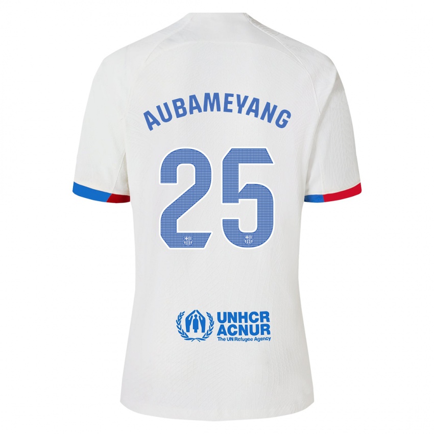 Homme Maillot Pierre Emerick Aubameyang #25 Blanc Tenues Extérieur 2023/24 T-Shirt Belgique