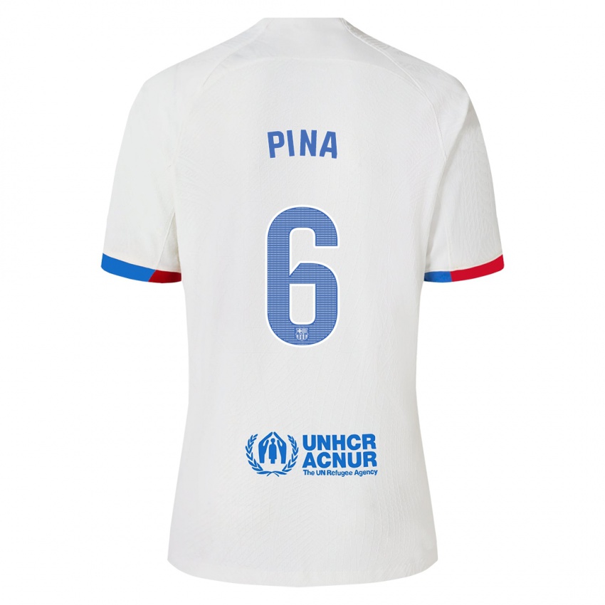 Homme Maillot Claudia Pina #6 Blanc Tenues Extérieur 2023/24 T-Shirt Belgique