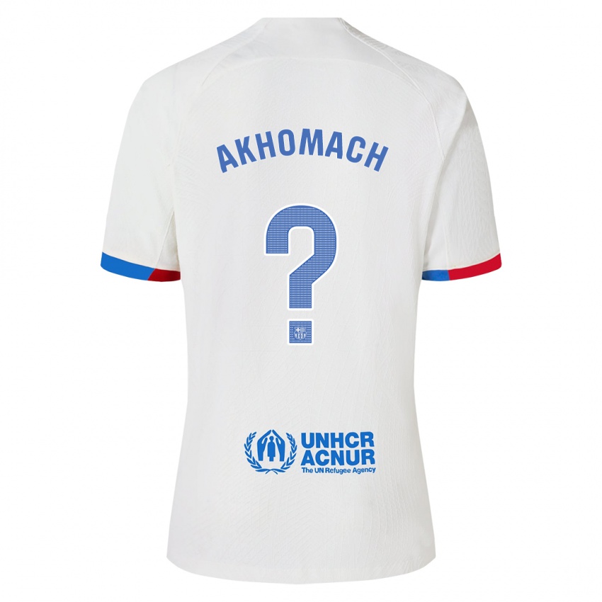 Homme Maillot Ilias Akhomach #0 Blanc Tenues Extérieur 2023/24 T-Shirt Belgique